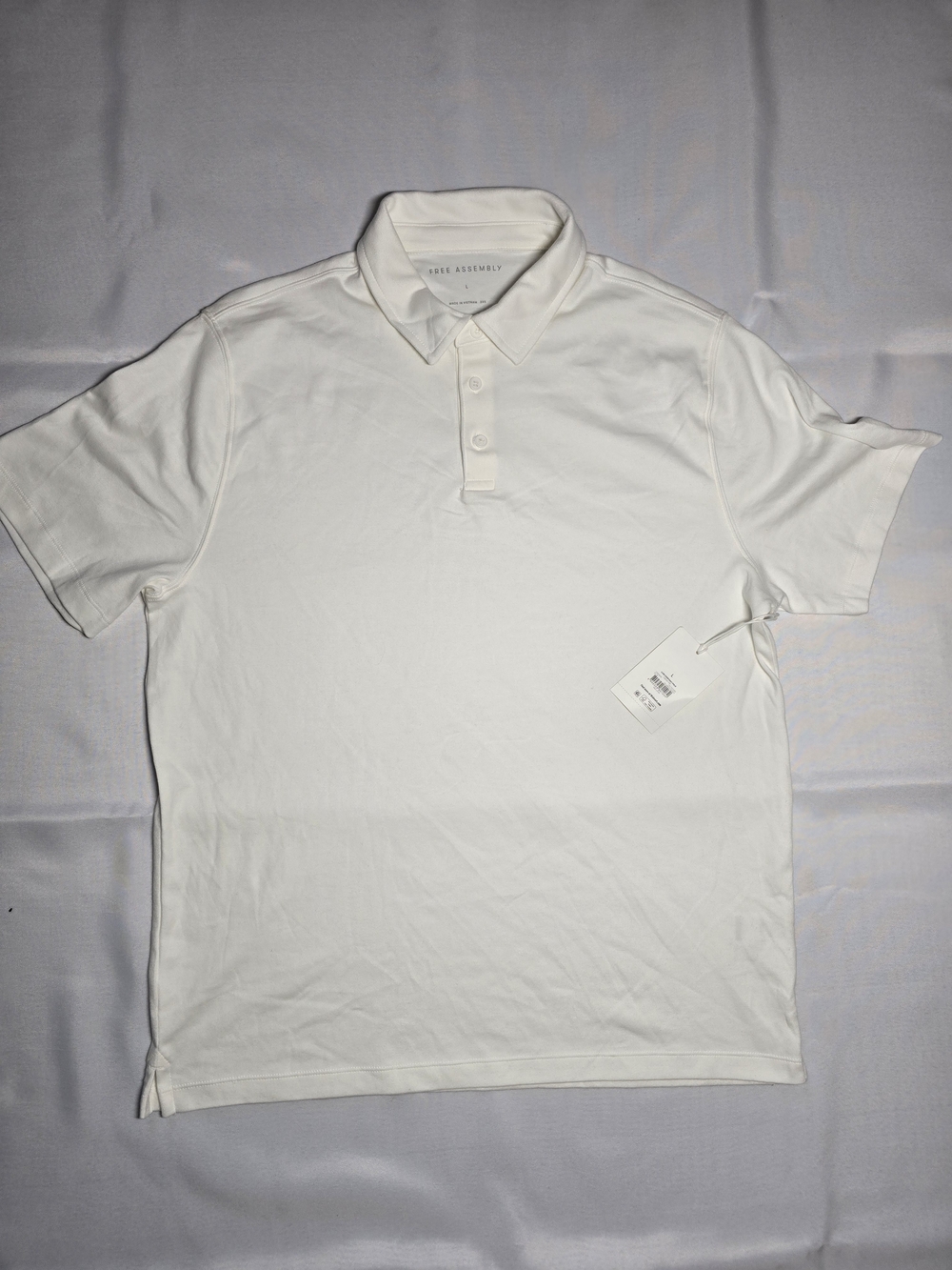 Free Assembly Men's Polo Shirt White Short Sleeve Collared Button